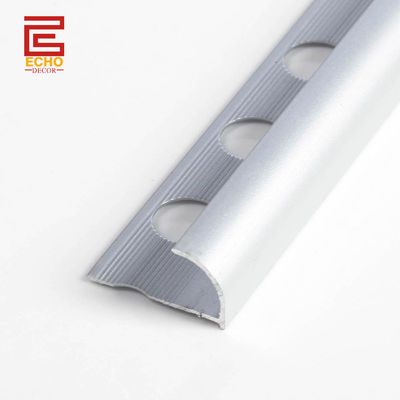 คุณภาพ  Aluminum Anodized Silver Outside Corner Trim Bullnose Edge Tile Trim โรงงาน