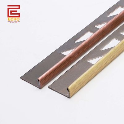 คุณภาพ  Outdoor Straight Stainless Steel Tile Trim Flat Metal Edge Trim 10mm โรงงาน