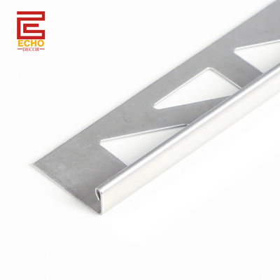 10 มิลลิเมตร Smart Flat Edge Tile Trim Chrome Metal Angle Trim สําหรับมุมภายนอก