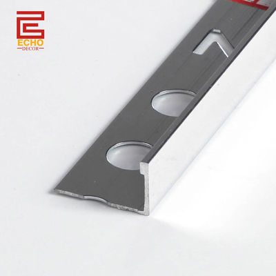 10 มิลลิเมตร ตกแต่ง เซรามิก Tile การเปลี่ยนแปลง สายสีเทา Chrome Tile edging Strip