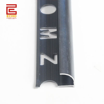 อลูมิเนียมสีเทาเข้ม Tile Trim 10mm Caps ปลาย Tile Edgeing Strip สําหรับตกแต่งผนัง
