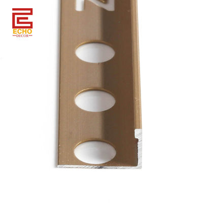 3/8 ในอัลลูมิเนียม Tile Trim Strip Satin Brass รูปทรง L Channel Flat Edge Tile Trim