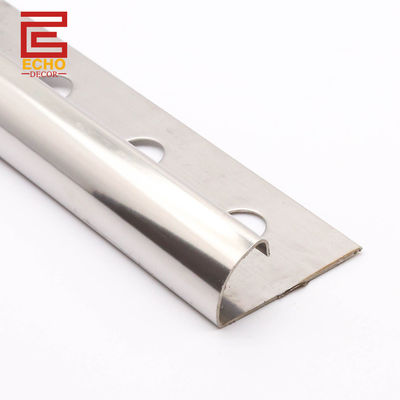 บูลนอส เงินเหล็กไร้ขัดเหล็ก Tile Trim 2.5m โลหะอาบน้ํา Tile ปลาย Trim