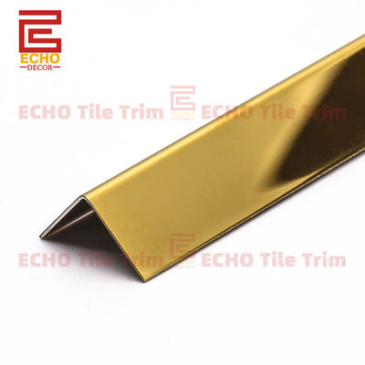 ป้องกัน 15 มิลลิเมตรทองเหล็กไร้สแตนเลส Tile Trim นอกมุม